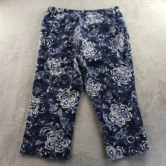 Chaps Denim Womens Capri Jeans Size 10 Floral Batik Indigo Blue Boho Chic Casual - Picture 11 of 11